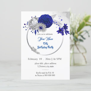 Invitation couronne d'argent bleu royal