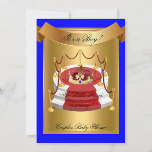 Invitation Couronne de Baby Shower Prince Bleu Royal Garçon