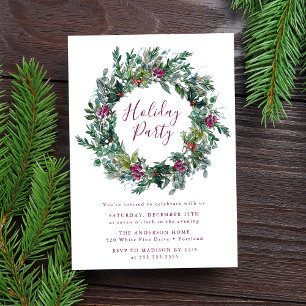 Invitation Couronne de baies violettes élégantes d'hiver Fête
