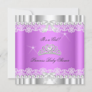 Invitation Couronne de bébé princesse fille dentelle lavande