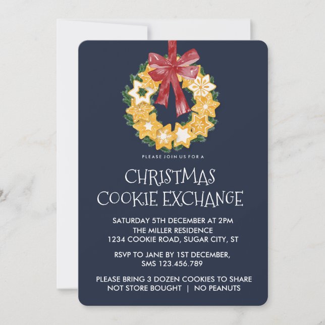 Invitation Couronne de biscuits de Noël avec Arrière - plan g (Devant)