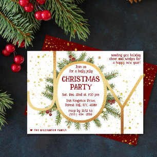 Invitation Couronne de branches de pin Trendy Joy pour la fêt