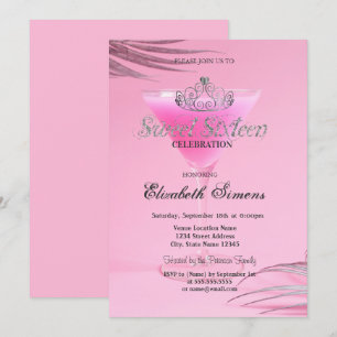 Invitation Couronne de Cocktail Gold Tiara Rose Sweet 16