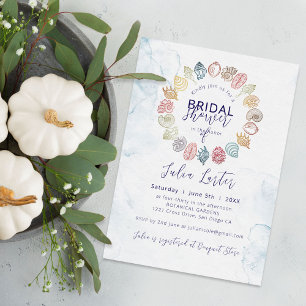 Invitation Couronne de coquillages simple de plage pour Baby 