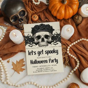 Invitation Couronne de Crâne Halloween « Allons-y Spooky » In