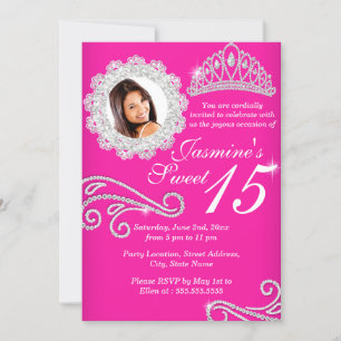 Invitation Couronne de diamants argent rose chaud Photo Quinc