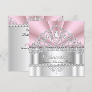 Invitation Couronne de diamants blancs roses pour princesse Q