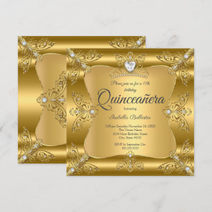 Invitation Couronne de diamants en or pour fête d'anniversair