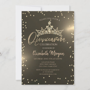Invitation Couronne de diamants en or Quinceañera
