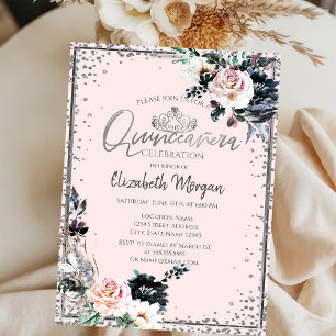 Invitation Couronne de diamants, Fleurs blanches Tiara Argent
