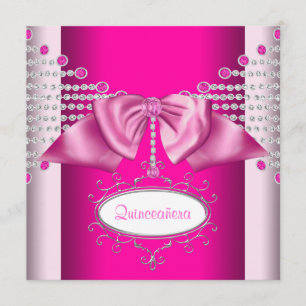 Invitation Couronne de diamants rose chaud pour Quinceanera