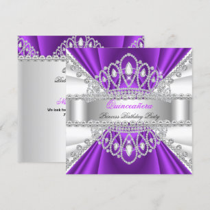 Invitation Couronne de diamants violette et blanche pour prin