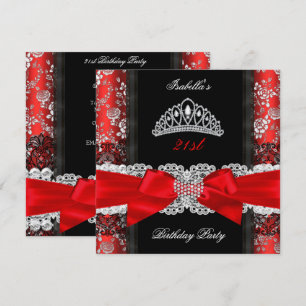 Invitation Couronne de fête d'anniversaire Rose de Damas Roug