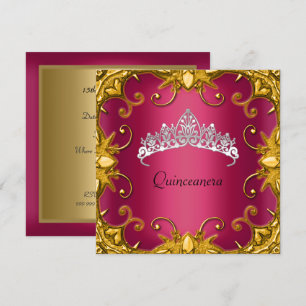 Invitation Couronne de fête de quinceañera rouge or blanc