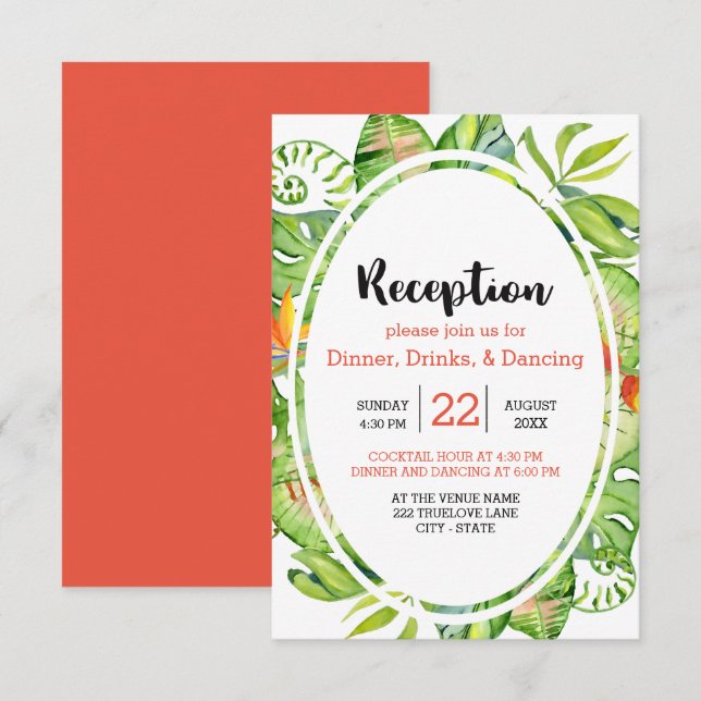 Invitation Couronne de feuilles de palmier tropical pour réce (Devant / Derrière)