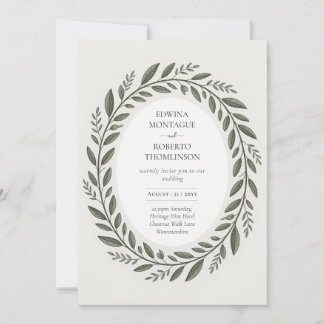 Invitation Couronne de feuilles d'olive Héritage Mariage Médi