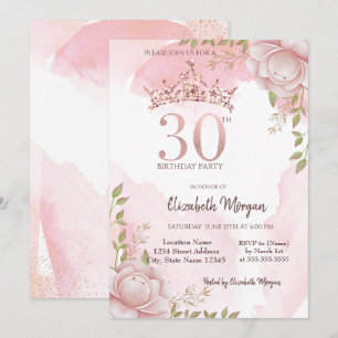 Invitation Couronne de fleurs Boho aquarelle 30e anniversaire