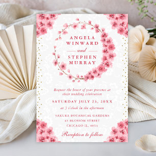 Invitation Couronne de fleurs de cerisier aquarelle pour mari