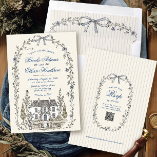 Invitation Couronne de fleurs de jardin de cottage fantaisist