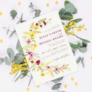 Invitation Couronne de fleurs d'orchidée sauvage rose pourpre