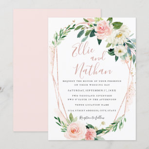 Invitation Couronne de fleurs élégante moderne en or rose pou