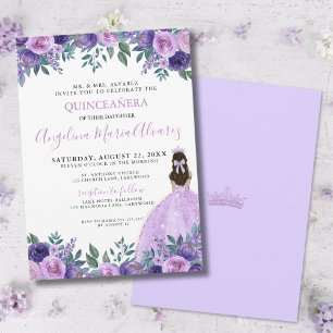 Invitation Couronne de fleurs lilas violettes pour Quinceañer
