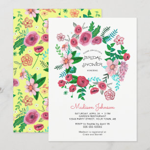 Invitation Couronne de fleurs printanières   Baby Shower   In