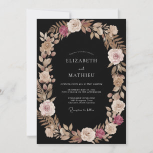 Invitation Couronne de fleurs Romance de mariage à la crème