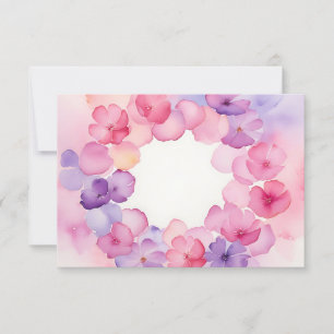 Invitation Couronne de fleurs rose et violet Design de cadre 
