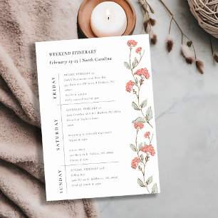 Invitation Couronne de fleurs roses itinéraire d'anniversaire