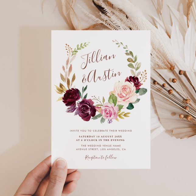 Invitation Couronne de fleurs rustique de mariage d'automne (Créateur téléchargé)