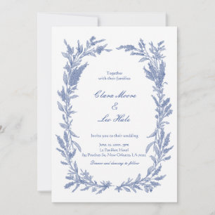 Invitation Couronne de fleurs sauvages bleues romantiques et