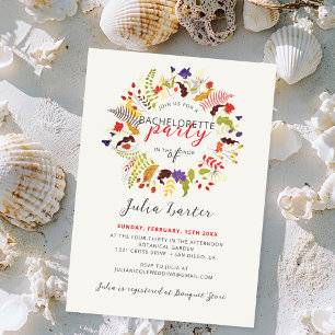 Invitation Couronne de fleurs sauvages en bois exotique pour
