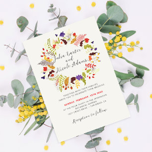 Invitation Couronne de fleurs sauvages exotiques de la forêt