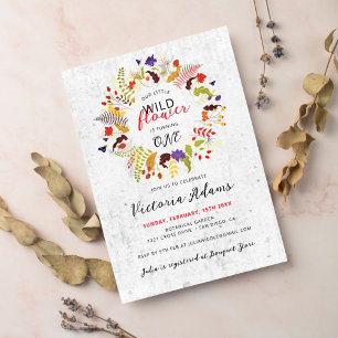 Invitation Couronne de fleurs sauvages exotiques de la forêt 