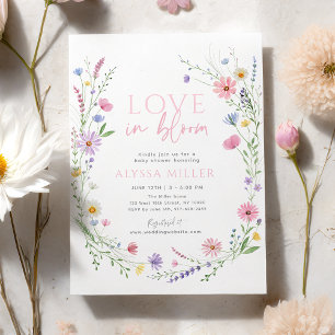 Invitation Couronne de fleurs sauvages Love in Bloom Baby Sho