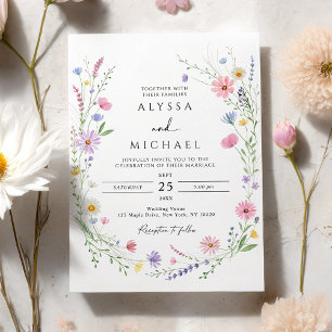 Invitation Couronne de jardin de fleurs sauvages de mariage