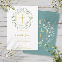 Couronne de laurier de baptême croix en or