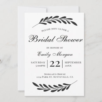 Invitation Couronne de Laurier Minimaliste Emblème Botanique
