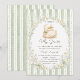 Invitation Couronne de marguerites vert sauge Baby Shower Sil