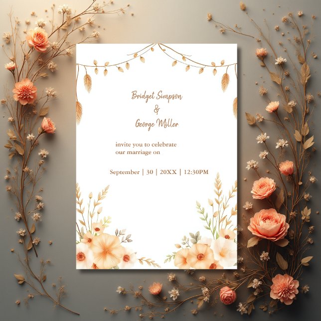 Invitation couronne de Mariage à fleurs boho (Créateur téléchargé)