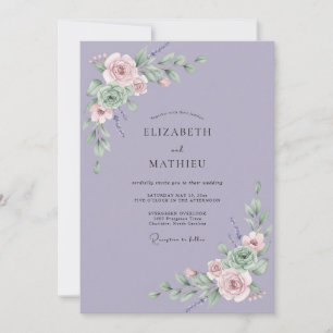 Invitation Couronne de mariage à la lavande en fleurs