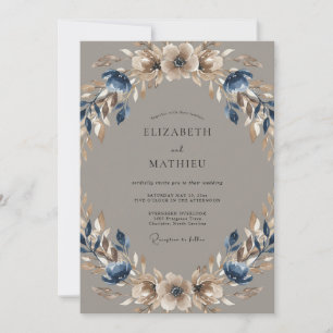 Invitation Couronne de mariage à l'anémone de schiste