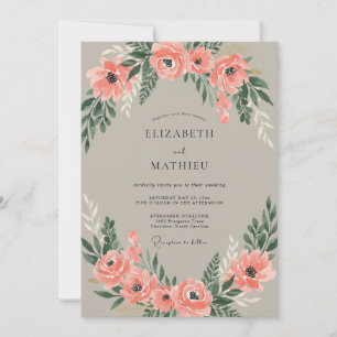 Invitation Couronne de mariage à l'anémone pêche chaude