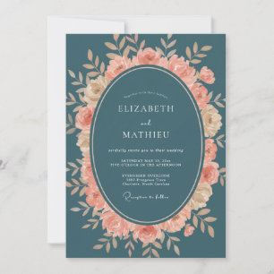 Invitation Couronne de mariage Abricot Acier