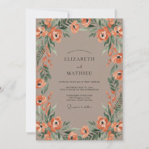 Invitation Couronne de mariage abricot taupe