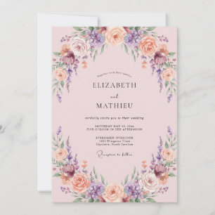 Invitation Couronne de mariage Améthyste Abricot