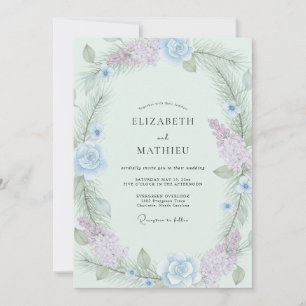 Invitation Couronne de mariage Améthyste Pervenche