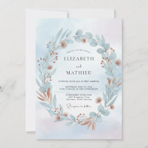 Invitation Couronne de mariage Aqua Cuivre