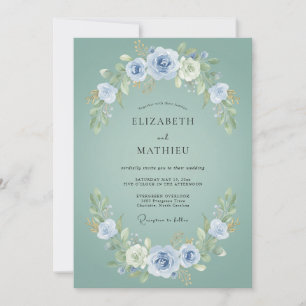 Invitation Couronne de mariage Aqua Poussiéreuse